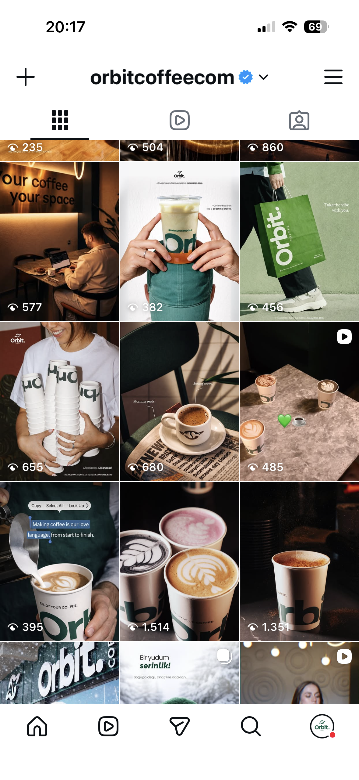 Orbit Coffee gönderi ızgarası